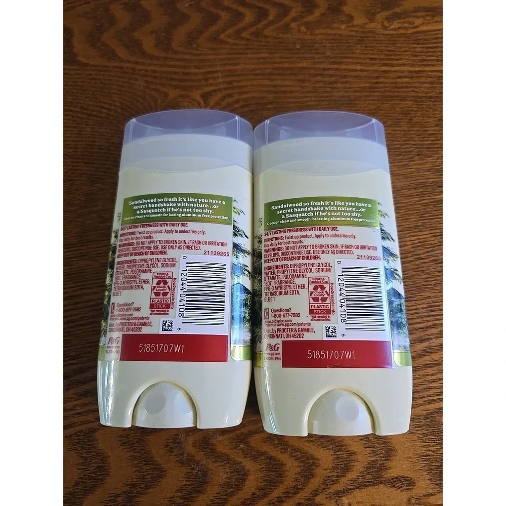 Old Spice Timber w/Sandalwood & Cypress Aluminum Free Deodorant 3 oz ‎ LOT OF 2